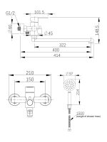 Agger Zest смеситель для ванны однорычажный универсальный с душевым набором, никель матовый арт-A0721133 — фото 1, Смеситель для ванны
