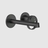 Смеситель для раковины, Gessi, Anello, тип открывания воды-однорычажный, тип регулирования воды-керамический картридж, монтаж-настенный встраиваемый, отверстия для монтажа-2, высота, мм-82, вынос излива, мм-130-160, тип излива-неподвижный, донный клапан-отсутствует, тип подводки-жесткая, стандарт подвода воды-1/2", внутренняя часть-необходимо заказать, цвет-черный матовый арт-63381.299 — фото 1, Смесители для раковины