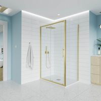 Душевой угол Veconi Evo 100SP G 1700х700x1950, золото брашинг, прозрачное стекло E1-SP-G-17070-01-C9 — фото 1, Душевые уголки