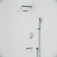 FB85A3RH40 X-Joy, набор: встроеный см-ль, излив, прямоуг.верхний душ 300х210мм, ручн.душ, хром — фото 4, Встраиваемые душевые комплекты