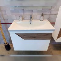 Тумба под раковину подвесная Бриклаер Брайтон белый/дуб, 70 см арт-4627125415807 — фото 4, Тумбы с раковиной