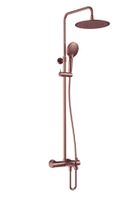 Душ. сист. с терм. и изливом, Ø250, лейка 3 реж, высота 1100-1500мм, Медь шлифованная арт-AQM8008BC — фото 1, Душевые стойки