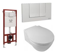 Унитаз HATRIA NIDO подвесной комплект с cиденьем с крышкой с плавным опусканием цвет белый с инсталляцией для унитаза и кнопка хром KLUDI RAK арт-HKF002 — фото 1, Комплекты унитаз + инсталляция