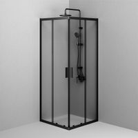Gem душевое огражд квадратн.,раздвиж.двери 80x80 черный мат.,стекло прозрачн арт-W90G-403-8080-BT — фото 1, Квадратные душевые уголки