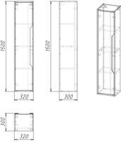 Пенал подвесной "ЛАЙФ-32 см" универсал. винтажное дерево темное/графит арт-303202 — фото 3, Пеналы для ванной комнаты