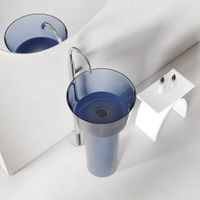 Раковина отдельностоящая прозрачная ABBER Kristall AT2702Saphir-H синяя — фото 2, Раковины напольные