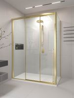 Душевой угол раздвижной Veconi Premium Ptato 300 SP G-L, 1300х1000x2000, золото брашированный, стекло прозрачное PR3/L-SP-130100-01-G-C4 — фото 1, Душевые уголки