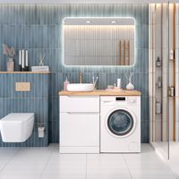 Тумба напольная NORDIC 60 /1 ящ +корз/ со столешницей из массива 122 см под накладную раковину /AQUA DE MARCO 5060CNOR122/F/1 — фото 11, Тумбы под раковину