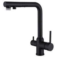 Смеситель ABBER Emotion AF8814B для кухни с подключением фильтра и выдвижной лейкой, черный матовый — фото 1, Смесители для кухни