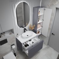 Товар: Тумба подвесная "КРИСТАЛЛ-80 см" с 1 ящ. графит матовая 108043 - фото 4 Тумба подвесная "КРИСТАЛЛ-80 см" с 1 ящ. графит матовая 108043 — фото 4, Тумбы под раковину