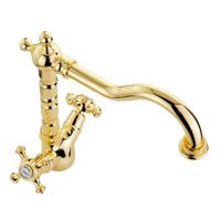 PRESTIGE См-ль д/раковины излив "змейка", донный клапан "click-clack", золото арт-31616 — фото 4, Смесители для раковины