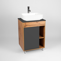 Тумба под раковину VIANT БОСТОН 56 напольная графит/дуб вотан арт-VBOS56NG-T1ST — фото 1, Тумбы под раковину