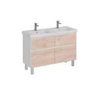 Тумба Lemark COMBI 125 см под 2 раковины, подвесная/напольная,4 ящика, цвет фасада: Дуб кантри, цвет арт-LM03C125T-dub — фото 4, Тумбы под раковину