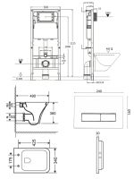 Orange Унитаз подвесной безободковый белый с инсталляцией, микролифт, кнопка смыва белая арт-CI02-100W+APB288 — фото 1, Комплекты унитаз + инсталляция