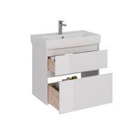 Тумба Lemark COMBI 80 см под 1 раковину, подвесная/напольная, 2 ящика, цвет корпуса, фасада: Белый г арт-LM03C80T — фото 1, Тумбы под раковину