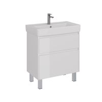 Тумба Lemark COMBI 80 см под 1 раковину, подвесная/напольная, 2 ящика, цвет корпуса, фасада: Белый г арт-LM03C80T — фото 4, Тумбы под раковину