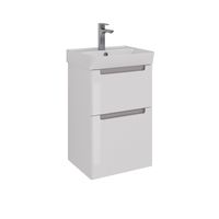 Тумба Lemark BUNO 45 см под 1 раковину, подвесная/напольная, 2 ящика, цвет планки: Серый, цвет корпу арт-LM04B45T — фото 6, Тумбы под раковину