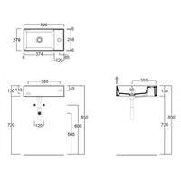 Раковина SIMAS AGILE подвесная или накладная с одним отверстием с полкой правой цвет черный матовый арт-AG50.NM — фото 3, Раковины подвесные