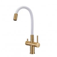 Смеситель для кухни с фильтром Milacio Ultra 560 брашированное золото белый шланг арт-MCU.560.GDW — фото 1, Смесители для кухни