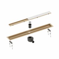 Душевой лоток TIMO Drain System 900 с двусторонней панелью "plate" под плитку, Золото матовое арт-DS230209/17 — фото 4, Душевые лотки