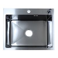 Кухонная мойка AZARIO NICOLE 600х500х220 нержавеющая сталь, в комплекте сифон, диспенсер,коландер, черная сталь арт-AZB6050N — фото 1, Кухонные мойки