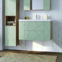 Тумба под раковину подвесная Бриклаер КРИСТАЛЛ фисташковый, 90 см 4627125417184 — фото 1, Тумбы с раковиной