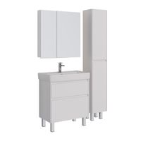 Шкаф зеркальный Lemark UNIVERSAL 80х80 см 2-х дверный, цвет корпуса: Белый глянец арт-LM80ZS-U — фото 3, Зеркальные шкафы в ванную