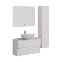 Тумба Lemark MIANO, 100 см под 1 раковину, подвесная, 2 ящика, цвет корпуса, фасада: Белый глянец арт-LM06M100T — фото 6, Тумбы под раковину