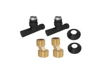 Комплект фитингов для нижнего подключения водяных полотенцесушителей типа лесенка Aquatek ( вентиль круглый г/ш 3/4х1/2 - 2 шт + эксцентрик 3/4х1/2 - 2 шт + отражатель 3/4 - 2 шт), цвет черный муар AQ 1020BL — фото 5, Комплектующие для полотенцесушителей