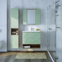 Комплект мебели для ванной Бриклаер КРИСТАЛЛ 80ZSSF, фисташковый/дуб гранж песочный — фото 6, Комплекты мебели для ванной