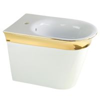 MONACO Биде напольное, белая керамика, декор золото арт-32073 — фото 2, Биде напольные