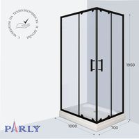 Душевой уголок Parly 100х70 см, с поддоном, профиль черный, стекло прозрачное арт-QZ71B N — фото 4, Прямоугольные душевые уголки