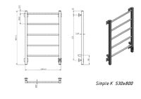 Полотенцесушитель электрический Grota Simple K 530х800 белый Simple K 530х800 RAL9016 EL — фото 4, Электрические полотенцесушители