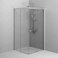 W94G-403-100100-MT1K X-joy душевое огражд квадратн.,раздвиж.двери 100x100 хром мат.,стекло прозрачн — фото 2, Душевые кабины и ограждения