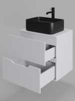 Orange Line Li-60TuwMDF+B02-460MB тумба с раковиной подвесная 60 см, белый/черный Li-60TuwMDF+B02-460MB — фото 3, Тумбы с раковиной