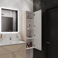 Товар: Пенал подвесной "ЛУКСОР-35 см" универсальный, бежевый матовый арт-303551 - фото 4 Пенал подвесной "ЛУКСОР-35 см" универсальный, бежевый матовый арт-303551 — фото 4, Пеналы для ванной комнаты