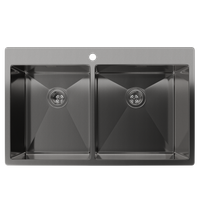 Rivelato Rinox 8050 B2 PVD black Мойка нерж.сталь 2 чаши 800*500*200 мм арт.8050 B2 PVD black GranFest — фото 1, Кухонные мойки