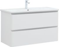 Тумба с раковиной Aquanet Эмбер 105 2 ящ. цв.белый матовый (раковина Luxury) 00332490 — фото 1, Тумбы с раковиной