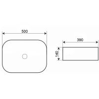 Раковина Azario 500x390x140 накладная, белая арт-AZ-2195 — фото 2, Раковины накладные