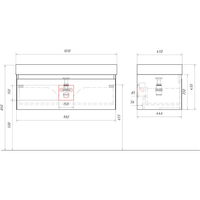 Подвесная тумба с одним ящиком 100 см, цвет серый с умывальником GE01101GRM — фото 2, Тумбы с раковиной