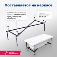 Акриловая ванна Aquanet Bright 155x70 (с каркасом) арт-00239666 — фото 6, Акриловые ванны