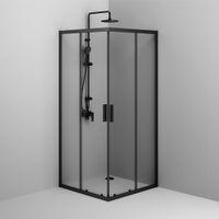 W90G-403-9090BT Gem душевое огражд квадратн.,раздвиж.двери 90x90 черный мат.,стекло прозрачн — фото 2, Душевые кабины и ограждения