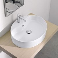 Раковина Scarabeo WIND R накладная с переливом с одним отверстием цвет белый арт-8030/R — фото 2, Раковины накладные