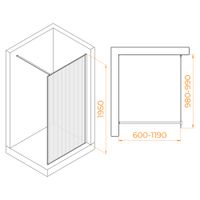 Душевая перегородка RGW WA-08Gb 100x195, профиль золото браш, стекло ребристое/8 мм, арт-06100810-156 — фото 7, Душевые перегородки