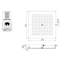 Верхний душ Bossini Dream H38862.030 570x570 мм потолочный Easy Clean цвет хром — фото 1, Верхние души