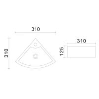 Раковина Azario 31х31х12.5, угловая, белая арт-AZ-4299 — фото 2, Раковины подвесные
