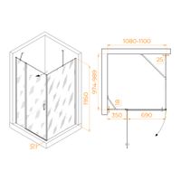 Душевой уголок RGW LE-044 (LE-004+Z-14) 1100x1000 06124410-11 — фото 1, Прямоугольные душевые уголки