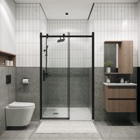 Дверь в нишу Grossman Classic 100.K33.04.160.21.00 (160х195) черный матовый,стекло прозрачное,раздвижная, 1 место — фото 3, Раздвижные душевые двери