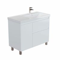 Тумба под раковину Aquanet Nova Lite 2.0 90 напольная, белый глянец, правая 00346338 — фото 1, Тумбы под раковину