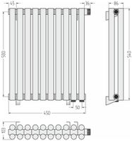 Отопительный радиатор Сунержа Эстет-11 EU50 500х450 10 секций Белый арт-12-0312-5010 — фото 4, Радиаторы отопления